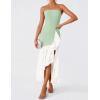 imageZESICA Womens 2025 Summer Strapless Bodycon Maxi Dress Ribbed Sexy High Split Mermaid Prom Party DressesSage