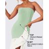 imageZESICA Womens 2025 Summer Strapless Bodycon Maxi Dress Ribbed Sexy High Split Mermaid Prom Party DressesSage
