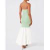 imageZESICA Womens 2025 Summer Strapless Bodycon Maxi Dress Ribbed Sexy High Split Mermaid Prom Party DressesSage
