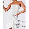 imageZESICA Womens 2025 Summer Strapless Bodycon Maxi Dress Ribbed Sexy High Split Mermaid Prom Party DressesWhite