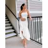 imageZESICA Womens 2025 Summer Strapless Bodycon Maxi Dress Ribbed Sexy High Split Mermaid Prom Party DressesWhite