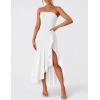 imageZESICA Womens 2025 Summer Strapless Bodycon Maxi Dress Ribbed Sexy High Split Mermaid Prom Party DressesWhite