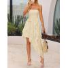 imageZESICA Womens 2025 Summer Strapless Mini Dress Off Shoulder Smocked Tiered Ruffle Beach Vacation Tube SundressApricot