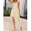 imageZESICA Womens 2025 Summer Strapless Mini Dress Off Shoulder Smocked Tiered Ruffle Beach Vacation Tube SundressApricot