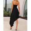 imageZESICA Womens 2025 Summer Strapless Mini Dress Off Shoulder Smocked Tiered Ruffle Beach Vacation Tube SundressBlack