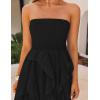 imageZESICA Womens 2025 Summer Strapless Mini Dress Off Shoulder Smocked Tiered Ruffle Beach Vacation Tube SundressBlack