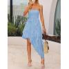 imageZESICA Womens 2025 Summer Strapless Mini Dress Off Shoulder Smocked Tiered Ruffle Beach Vacation Tube SundressBlue