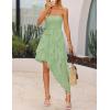 imageZESICA Womens 2025 Summer Strapless Mini Dress Off Shoulder Smocked Tiered Ruffle Beach Vacation Tube SundressGreen