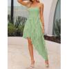 imageZESICA Womens 2025 Summer Strapless Mini Dress Off Shoulder Smocked Tiered Ruffle Beach Vacation Tube SundressGreen