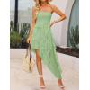 imageZESICA Womens 2025 Summer Strapless Mini Dress Off Shoulder Smocked Tiered Ruffle Beach Vacation Tube SundressGreen