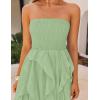 imageZESICA Womens 2025 Summer Strapless Mini Dress Off Shoulder Smocked Tiered Ruffle Beach Vacation Tube SundressGreen