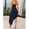 imageZESICA Womens 2025 Summer Strapless Mini Dress Off Shoulder Smocked Tiered Ruffle Beach Vacation Tube SundressNavy