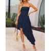 imageZESICA Womens 2025 Summer Strapless Mini Dress Off Shoulder Smocked Tiered Ruffle Beach Vacation Tube SundressNavy