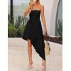imageZESICA Womens 2025 Summer Strapless Mini Dress Off Shoulder Smocked Tiered Ruffle Beach Vacation Tube SundressNavy