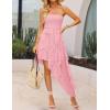 imageZESICA Womens 2025 Summer Strapless Mini Dress Off Shoulder Smocked Tiered Ruffle Beach Vacation Tube SundressPink