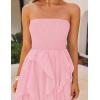 imageZESICA Womens 2025 Summer Strapless Mini Dress Off Shoulder Smocked Tiered Ruffle Beach Vacation Tube SundressPink