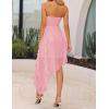 imageZESICA Womens 2025 Summer Strapless Mini Dress Off Shoulder Smocked Tiered Ruffle Beach Vacation Tube SundressPink
