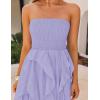 imageZESICA Womens 2025 Summer Strapless Mini Dress Off Shoulder Smocked Tiered Ruffle Beach Vacation Tube SundressPurple