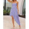 imageZESICA Womens 2025 Summer Strapless Mini Dress Off Shoulder Smocked Tiered Ruffle Beach Vacation Tube SundressPurple