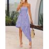 imageZESICA Womens 2025 Summer Strapless Mini Dress Off Shoulder Smocked Tiered Ruffle Beach Vacation Tube SundressPurple