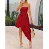 imageZESICA Womens 2025 Summer Strapless Mini Dress Off Shoulder Smocked Tiered Ruffle Beach Vacation Tube SundressRed