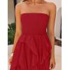imageZESICA Womens 2025 Summer Strapless Mini Dress Off Shoulder Smocked Tiered Ruffle Beach Vacation Tube SundressRed