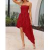 imageZESICA Womens 2025 Summer Strapless Mini Dress Off Shoulder Smocked Tiered Ruffle Beach Vacation Tube SundressRed