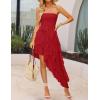 imageZESICA Womens 2025 Summer Strapless Mini Dress Off Shoulder Smocked Tiered Ruffle Beach Vacation Tube SundressRed