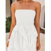 imageZESICA Womens 2025 Summer Strapless Mini Dress Off Shoulder Smocked Tiered Ruffle Beach Vacation Tube SundressWhite