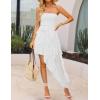 imageZESICA Womens 2025 Summer Strapless Mini Dress Off Shoulder Smocked Tiered Ruffle Beach Vacation Tube SundressWhite