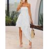 imageZESICA Womens 2025 Summer Strapless Mini Dress Off Shoulder Smocked Tiered Ruffle Beach Vacation Tube SundressWhite