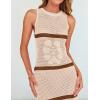 imageZESICA Womens Crochet Hollow Out Dress 2025 Summer Sleeveless Striped Coverup Sundress Beach Long Maxi DressesBeige