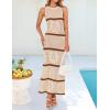 imageZESICA Womens Crochet Hollow Out Dress 2025 Summer Sleeveless Striped Coverup Sundress Beach Long Maxi DressesBeige