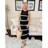imageZESICA Womens Crochet Hollow Out Dress 2025 Summer Sleeveless Striped Coverup Sundress Beach Long Maxi DressesBlack