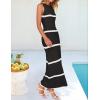 imageZESICA Womens Crochet Hollow Out Dress 2025 Summer Sleeveless Striped Coverup Sundress Beach Long Maxi DressesBlack