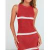 imageZESICA Womens Crochet Hollow Out Dress 2025 Summer Sleeveless Striped Coverup Sundress Beach Long Maxi DressesCoral Red