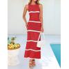 imageZESICA Womens Crochet Hollow Out Dress 2025 Summer Sleeveless Striped Coverup Sundress Beach Long Maxi DressesCoral Red