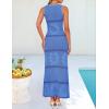 imageZESICA Womens Crochet Hollow Out Dress 2025 Summer Sleeveless Striped Coverup Sundress Beach Long Maxi DressesDusty Blue