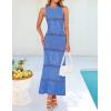 imageZESICA Womens Crochet Hollow Out Dress 2025 Summer Sleeveless Striped Coverup Sundress Beach Long Maxi DressesDusty Blue