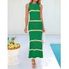 imageZESICA Womens Crochet Hollow Out Dress 2025 Summer Sleeveless Striped Coverup Sundress Beach Long Maxi DressesGreen