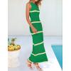 imageZESICA Womens Crochet Hollow Out Dress 2025 Summer Sleeveless Striped Coverup Sundress Beach Long Maxi DressesGreen