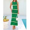 imageZESICA Womens Crochet Hollow Out Dress 2025 Summer Sleeveless Striped Coverup Sundress Beach Long Maxi DressesGreen