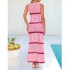 imageZESICA Womens Crochet Hollow Out Dress 2025 Summer Sleeveless Striped Coverup Sundress Beach Long Maxi DressesPink