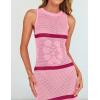 imageZESICA Womens Crochet Hollow Out Dress 2025 Summer Sleeveless Striped Coverup Sundress Beach Long Maxi DressesPink