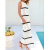 imageZESICA Womens Crochet Hollow Out Dress 2025 Summer Sleeveless Striped Coverup Sundress Beach Long Maxi DressesWhite