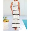 imageZESICA Womens Crochet Hollow Out Dress 2025 Summer Sleeveless Striped Coverup Sundress Beach Long Maxi DressesWhite