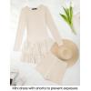 imageZESICA Womens Long Sleeve Bodycon Mini Dress Crew Neck Ribbed Knit Casual Ruffle Tiered Flowy Cocktail Party DressesApricot