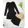 imageZESICA Womens Long Sleeve Bodycon Mini Dress Crew Neck Ribbed Knit Casual Ruffle Tiered Flowy Cocktail Party DressesBlack