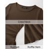 imageZESICA Womens Long Sleeve Bodycon Mini Dress Crew Neck Ribbed Knit Casual Ruffle Tiered Flowy Cocktail Party DressesCoffee