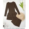 imageZESICA Womens Long Sleeve Bodycon Mini Dress Crew Neck Ribbed Knit Casual Ruffle Tiered Flowy Cocktail Party DressesCoffee